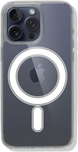 LORANKA-Coque iPhone 15 Pro Max Transparente Magnétique Compatible Charge sans Fil Anti-Jaunissement Antichoc TPU Rigide - Clear Ring