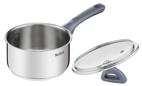Tefal Daily Cook Casserole Acier Inoxydable 16 Cm 1 Litre Fond Renforcé Tous Feux Dont Induction Haute Conductivité Et Résistance Avec Matériaux Recyclés