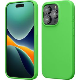 Coque Pour Iphone 15 Pro Max Coque - Housse De Téléphone Fine En Silicone Avec Surface Douce Et Anti-Choc - Vert Néon