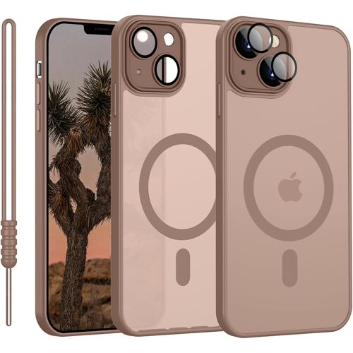 SJZG-Coque Magnétique Pour Iphone 13 Compatible Avec Magsafe, Étui Pour Iphone 13 Translucide Mat Coque Ultra Fine Silicone Anti-Glisse Résistant Aux Rayures, Marron