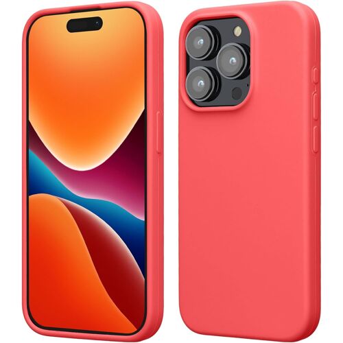 Coque pour iPhone 15 Pro Max Coque - Housse de téléphone Fine en Silicone avec Surface Douce et Anti-Choc - Corail Fluo