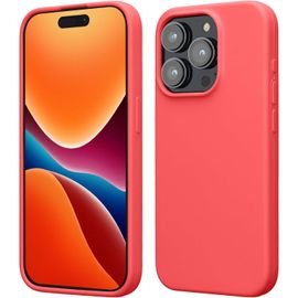 Coque Pour Iphone 15 Pro Max Coque - Housse De Téléphone Fine En Silicone Avec Surface Douce Et Anti-Choc - Corail Fluo