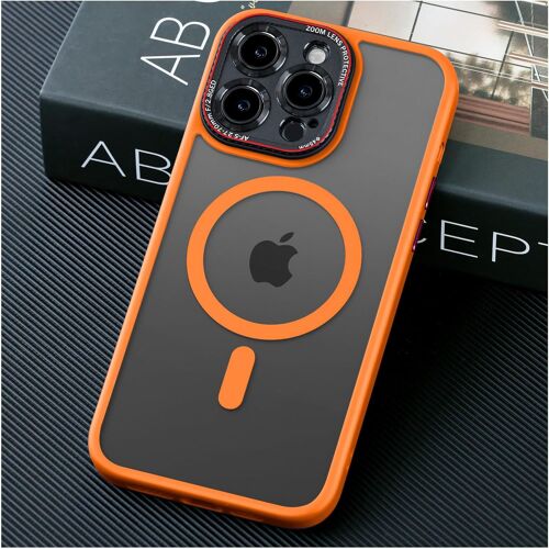 JGD-pour iPhone 16 Pro Coque pour Magsafe [Protection Militaire] [avec Protection de Caméra Intégrée] Coque Antichoc Mate Résistante et Aux Empreintes Digitales pour iPhone 16 Pro Coque Orange