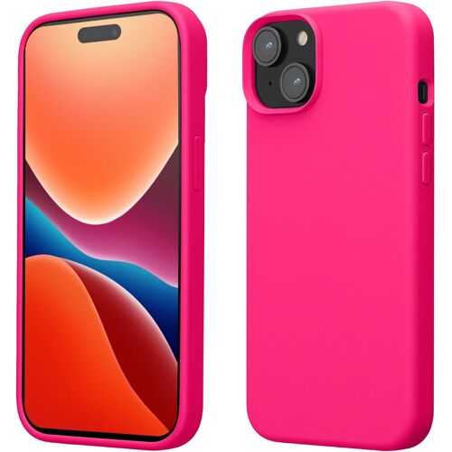 KALANKA-Coque pour iPhone 15 Coque - Housse de téléphone Fine en Silicone avec Surface Douce et Anti-Choc - Rose Fluo