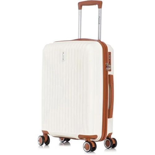 Celims France - Valise Cabine en Polypropylène | Modele 2025 | Taille 55cm 10kg | Serrure TSA | 8 Roulettes 360 | Beige