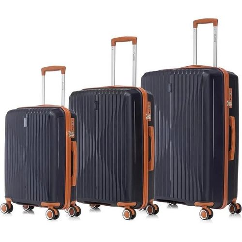 Celims France - Set de 3 Valise Cabine + Moyenne + Grande en Polypropylène | Taille 55+65+75cm | Serrure TSA | Bleu Minuit