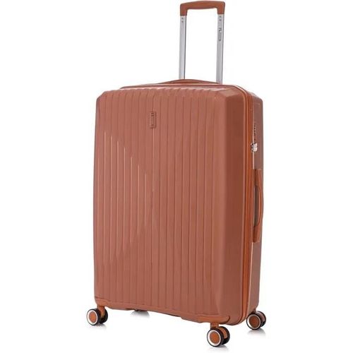 Celims France - Valise Grande en Polypropylène | Modele 2025 | Taille 75cm 23kg | Serrure TSA | 8 Roulettes 360 | Marron