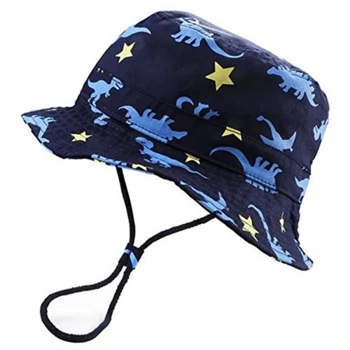 Chapeau De Soleil Fin Imprimé Dinosaure En Coton Pour Garçon 1-8ans Bleu Ou Navy