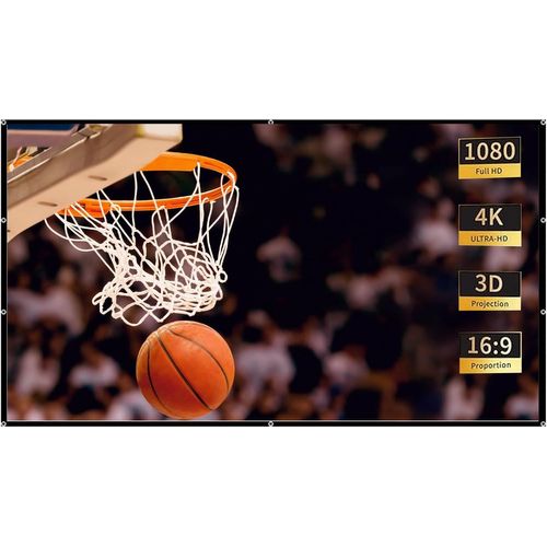 KALANKA-Écran de Projection, Pliable Extérieur Écran, Pliable Extérieur Projection, Ecran de Videoprojecteurs, Convient pour Le Cinéma Maison, l'enseignement Scolaire, 16:9 HD 4K, 60 Pouces, 132 x 75