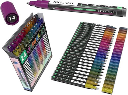 Mevronisshop-Marqueurs De Peinture Acrylique Couleurs Spéciales Pour Peinture Sur Roche, Toile, Tissu, Verre, Tasses, Bois, Céramique, Plastique, Multi-Surfaces Non Toxique À Base D'eau (Jewel Xf)