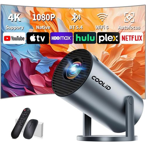 Mini Vidéoprojecteur 1080P Avec Wifi 6 Bt 5.4,Portable Projecteur 4K Avec Android Tv,Projecteur Video Supporté Pour Correction Trapézoïdale Automatique,270° Rotation,Avec Souris,Gris