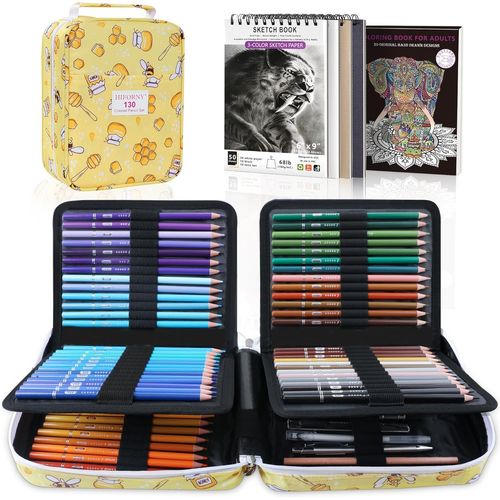 Ensemble De 130 Crayons De Couleur Pour Adultes 120 Couleurs Avec Extras, Mine Tendre Pour Artistes
