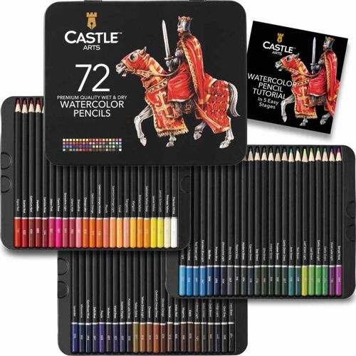 Set De 72 Crayons Aquarelles| Pigments Intenses Pour Estompage, Dessin Et Peinture | Pour Adultes, Amateurs Et Professionnels | Protégés Dans Une Boîte De Présentation
