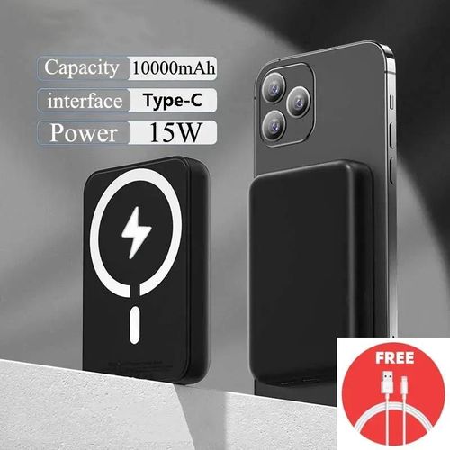 10000mah Powerbank Magnétique Type-C Prot Pour Batterie Externe Apple Chargeur Sans Fil Portable Pour Iphone Batterie De Rechange Batterie Externe Magsafe