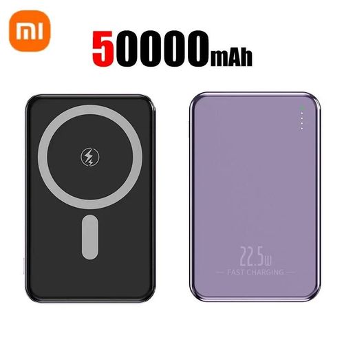 Batterie Auxiliaire De Charge Rapide Sans Danger Pour Mac Ultra Mince 50000 Mah (Magnétique/Iphone/Charge Rapide/Aimant/Chargement Sans Fil)