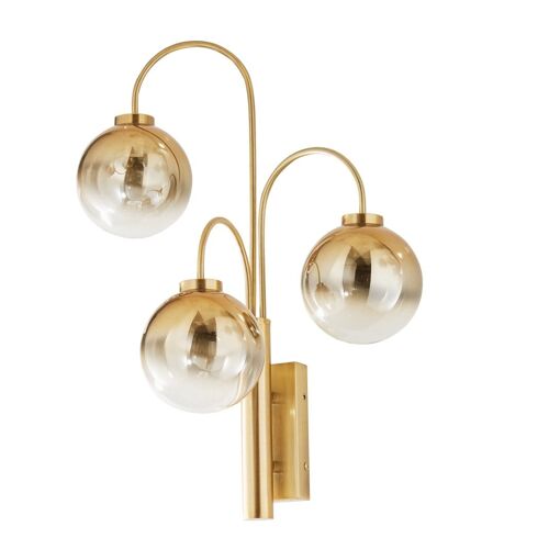 Applique 3 Globes En Verre Ambré Et Métal Coloris Bronze