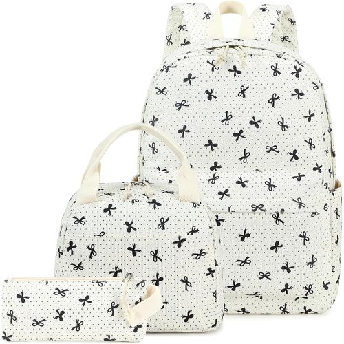 GERG-Sac à dos d'écolier Garçons Adolescents Enfants Adolescents Filles Sac à Dos de Loisirs Fille Marguerite Blanche Noir, Sac à Dos, Bow Wave Point, Sac à dos tyrolien