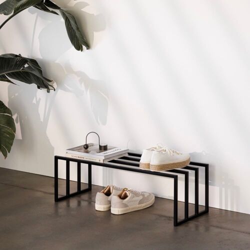 Meuble de rangement à chaussures en acier noir, 80 x 30 cm