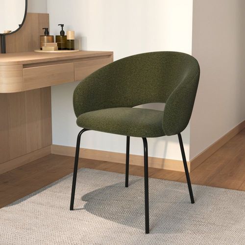 Chaise En Tissu Vert Chiné Et Pieds Noirs