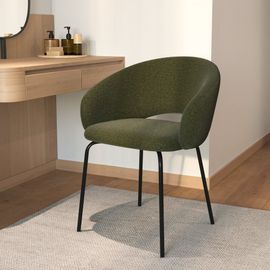 Chaise En Tissu Vert Chiné Et Pieds Noirs