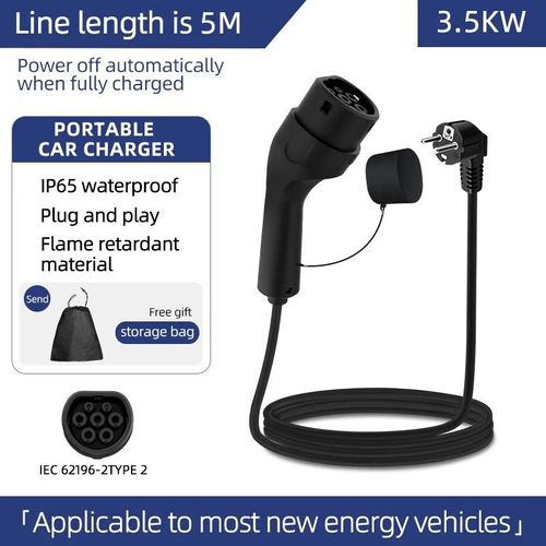 Chargeur Portable Ev 3,5 Kw 16a, 3m 5m 10m 15m 20m, Câble Type2 Iec62196 Evse, Prise Ue, Adaptateur De Boîte Murale Pour Véhicule Électrique