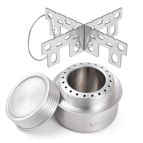 Lixada poêle à alcool Portable pare-brise extérieur ultraléger en alliage d'aluminium poêle Camping randonnée sac à dos - Type With Cross Stand