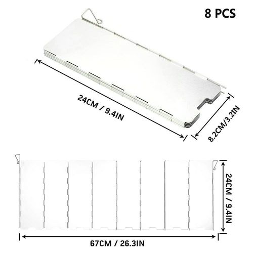 cuisinière à gaz pare-vent Camping en plein air pique-nique brûleur de cuisine écran coupe-vent en alliage d'aluminium pare-vent - Type 8Pcs