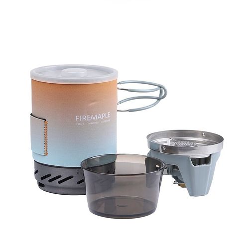 Système de cuisson en érable de feu,cuisinière à gaz de Camping,Pot échangeur de chaleur en alliage d'aluminium,ustensiles de cuisine de pique-nique de voyage en plein air,brûleurs FMS - Type White