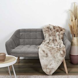 Plaid Imitation Fourrure Opulence 200x140cm Marron Et Beige