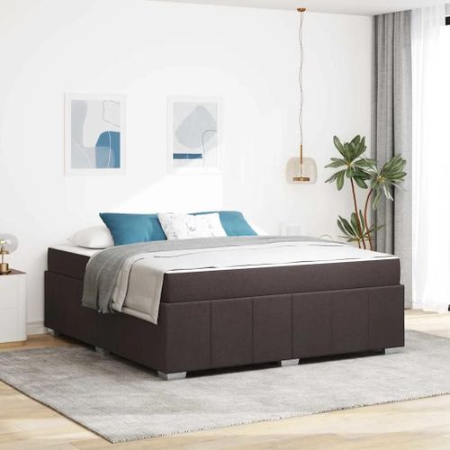 Vidaxl Cadre De Lit Avec Matelas Marron Foncé 180 X 200 Cm Tissu