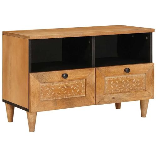 Vidaxl Meuble Tv Marron Clair 70 X 33 X 46 Cm Bois De Manguier Massif