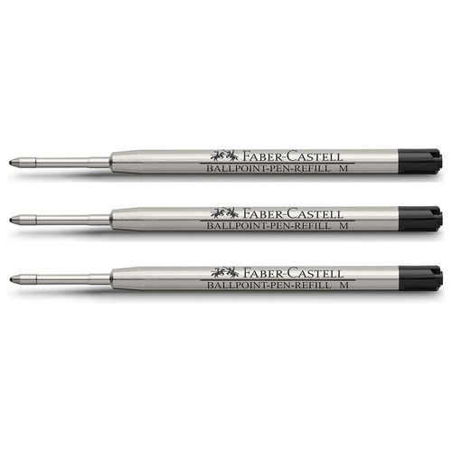 Faber-Castell Lot De 3 Recharges Pour Stylo À Bille Pointe Moyenne Grande Contenance Noir