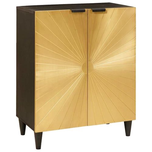 Vidaxl Buffet Noir Et Or 60 X 33 X 75 Cm Bois De Manguier Massif