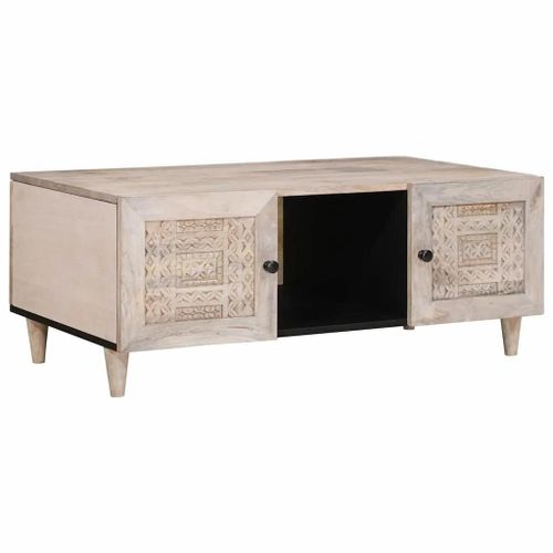 Vidaxl Table Basse Beige 100 X 54 X 40 Cm Bois De Manguier Massif