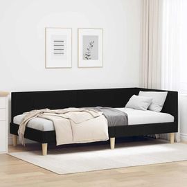 Vidaxl Cadre De Lit D'angle Autre Avec Tête De Lit Noir 100 X 200 Cm