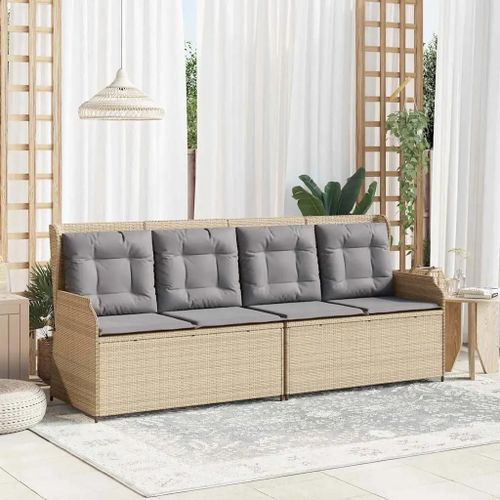 Vidaxl Banc De Jardin Avec Coussin Beige Poly Rotin