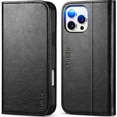 Etui TPU pour iPhone 16 Pro Max 5G,Coque Housse Cuir Synthétique [Blocage RFID] Portefeuille Support Fermeture Aimant Protection pour iPhone 16 Pro Max (6,9 Pouces,2024)-Noir Texturé