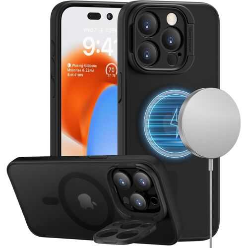 Coque Magnétique Pour Iphone 15 Pro,[Compatible Avec Mag Safe] Support Pour Caméra Intégré,Dos Mat Translucide Avec Bord En Tpu Souple,Étui Résistant Aux Rayures Pour Iphone 15 Pro