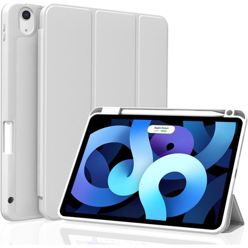 Coque pour iPad Air 11 Pouces M2 (2024) 6e Génération, iPad Air 5e/4e Génération 10,9"" 2022/2020, Auto Réveil/Sommeil Étui avec Porte-Stylet, TPU Souple Support Pencil Pro/USB-C, Gris