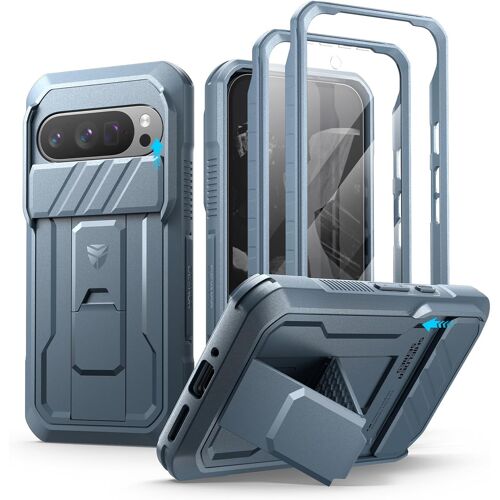 Pour Coque Google Pixel 9 Pro[Double Cadre Avant Et Support] Avec Caméra Coulissante Intégrée & Protecteur D'écran,Coque De Protection Robuste Résistante Aux Chocs-Bleu Marine