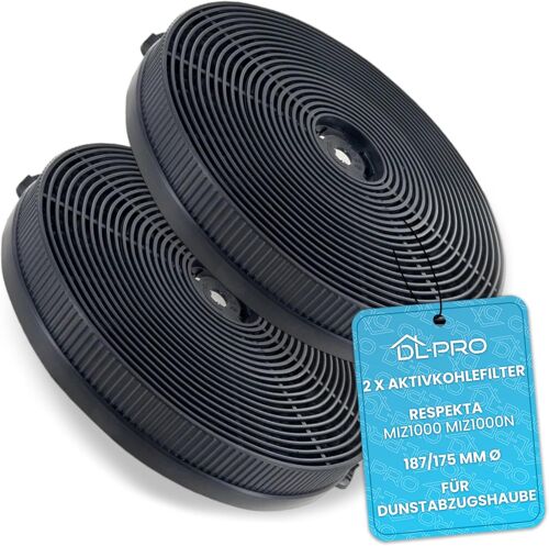 Lot de 2 filtres à charbon actif de rechange pour hotte aspirante MIZ1000 MIZ1000N Klarstein 10032843 TMFILT4 Bomann KF574 187/175 mm