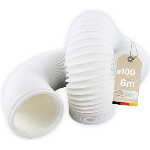 6m Tuyau d`évacuation Ø100mm-Gaine PVC blanche pour hotte,sèche-linge,climatiseur-NON compatible Ø102mm