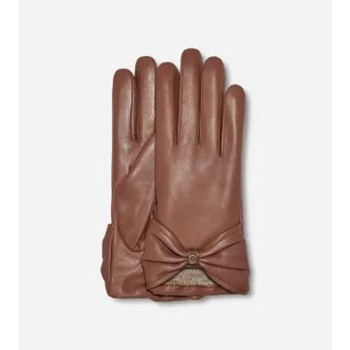 Ugg W Classic Lthr Shorty Tech Glv In Brown, Taille M