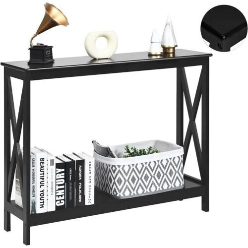 COSTWAY Table Console Table d'Entree Style Industriel 100 x 30 x 80 CM avec 1 Étagère de Rangement pour Salon, Entrée ,Couloir Noir