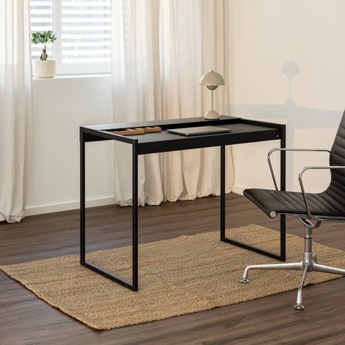 Bureau En Acier Noir, 100x79x60 Cm