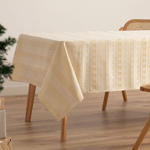 Nappe De Noël En Coton Jacquard Écru 140x200 Cm