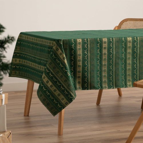 Nappe De Noël En Coton Jacquard Vert 140x100 Cm