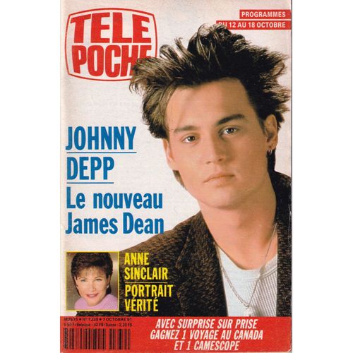 Télé Poche N° 1339 - Programmes Du 12 Au 18 Octobre 1991 - Johnny Depp / Anne Sinclair / David Hallyday / Thierry Ardisson / "Les Absents Ont Toujours Tort" / "6ème Avenue" / "Fort Boyard"