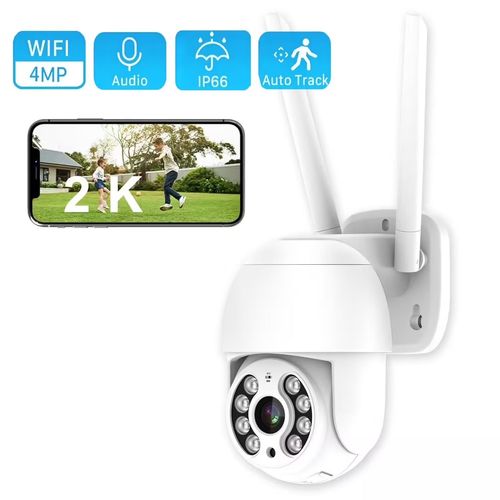Caméra de sécurité Extérieure,caméra de surveillance WiFi HD 4MP, 4GHz,Caméra IP 360° Étanche IP66, Alarme sonore,Vision Nocturne Couleur