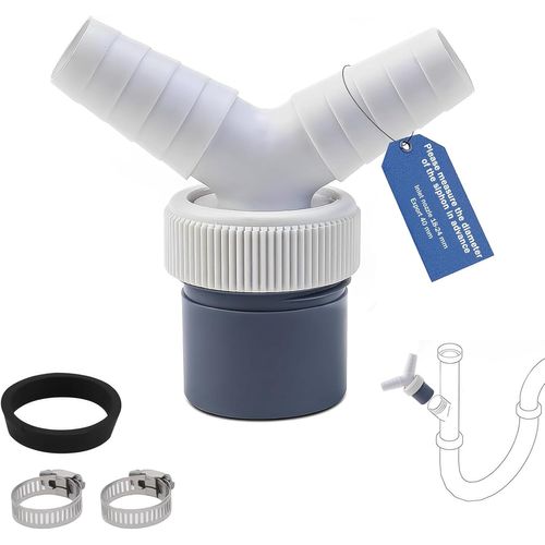 SUBZONAL-Double Evacuation Machine a Laver, PP Double Machine-Laver Raccord Y, Double Extrémité Adaptateur de Vidange Machine à Laver, Entrée D'eau 18-24 mm, pour Lave-Vaisselle, Sèche-Linge